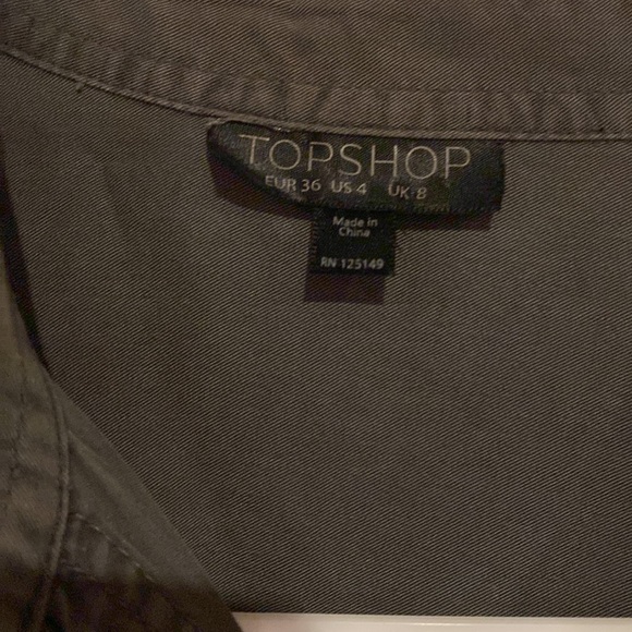TopShop Army Green Moto Studded Collar Top - Picture 5 of 5